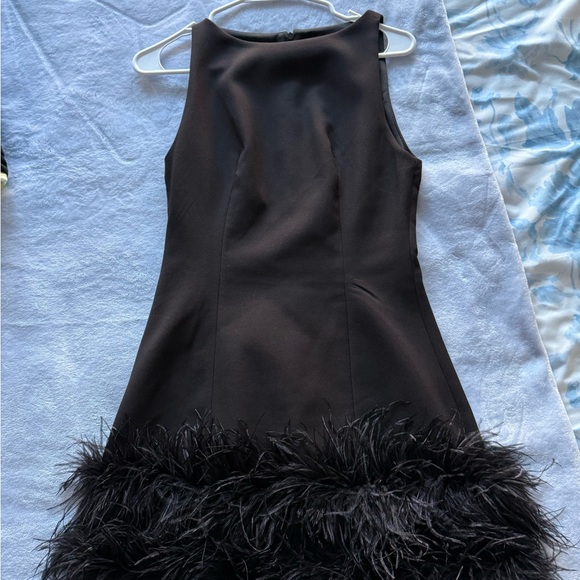 Zara - Stretchy Feather Dress - Black Mini Dress with Feathered Hem - LimitedEd - Picture 9 of 13